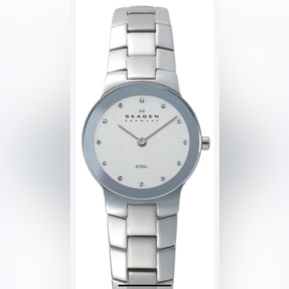Skagen Silver-Tone Watch with Crystal Details